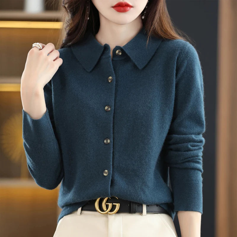 Soho Cashmere Button-Up Sweater